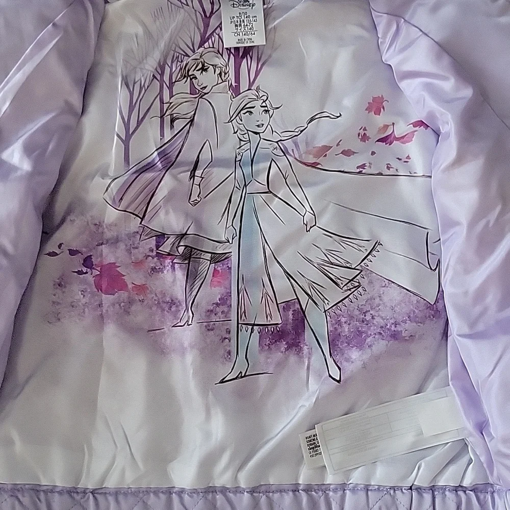 Disney Store Frozen Embroidered Lavender Quilted Jacket Girl Size 9/10